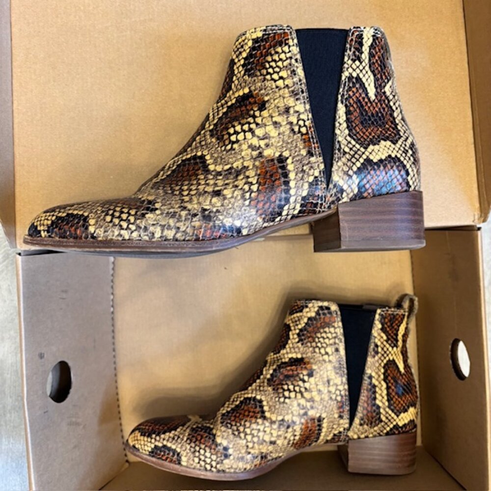 Madewell Carina Boot Snake Embossed Leather Burnt Clay Multi 7.5 Chelsea Booties